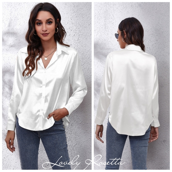 Ivory Collared Neck Buttoned Long Sleeve Shirt - Picture 5 of 5